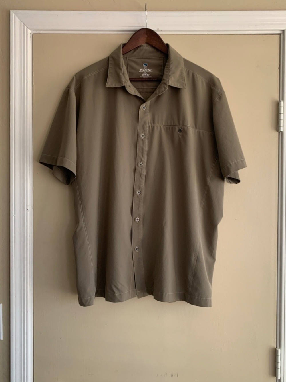 Kuhl Tufflex Khaki Tan Hiking Outdoors Button Up Men's Casual Shirt XL